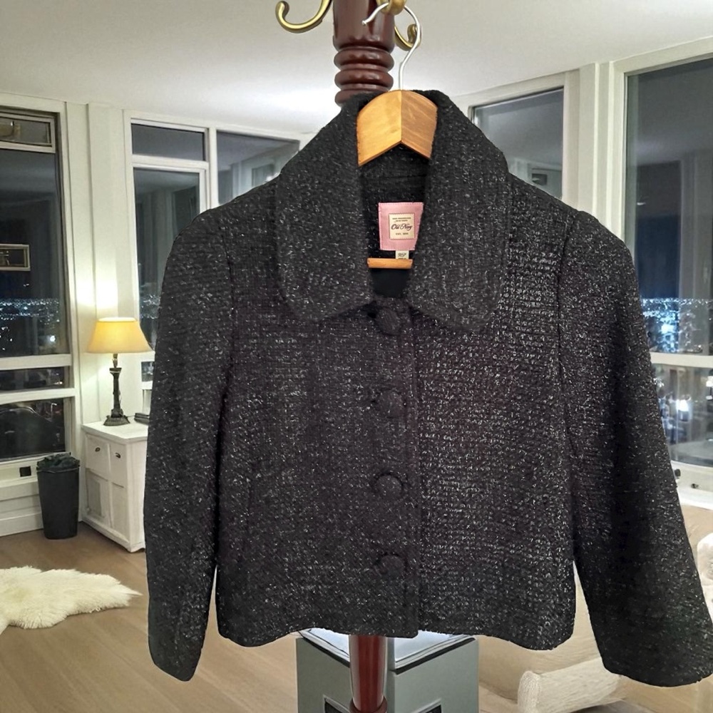 Metallic Black Tweed Women's Jacket
